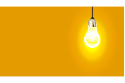 Glowing Incandescent Light Bulb Copy Space Vector