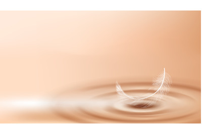 Bird Feather On Water Surface Copy Space Vector