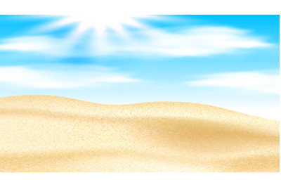 Sandy Desert With Dunes And Shining Sun Vector