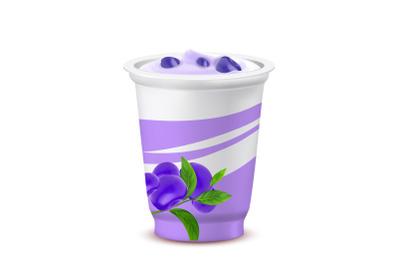 Yoghurt Dessert Blank Cup With Blueberry Vector