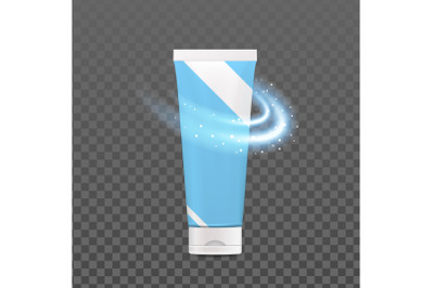 Toothpaste Blank Tube Package And Sparkle Vector