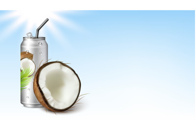 Soda Water With Coconut Taste Copy Space Vector