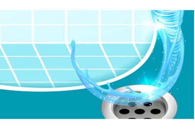 Sink Or Bath Plug Hole And Water Splash Vector