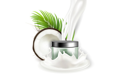 Coconut Natural Cream Cosmetic Package Vector