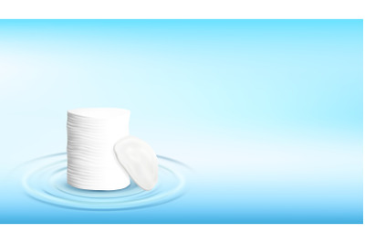 Cotton Pads Heap On Water Waves Copy Space Vector