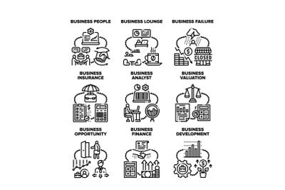 Business Analyst Set Icons Vector Illustrations