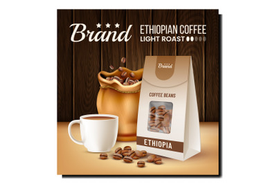 Ethiopian Coffee Drink Promotional Banner Vector