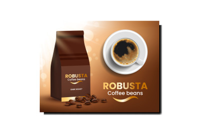 Robusta Coffee Beans Promotional Poster Vector