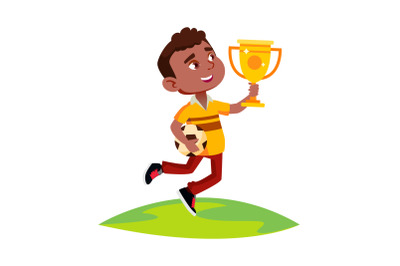 Boy Celebrate Victory In Soccer Competition Vector