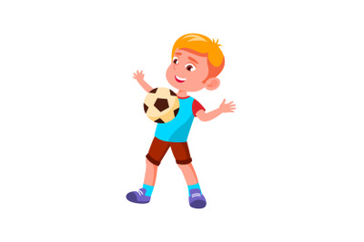 Boy Child Catching Soccer Ball On Chest Vector