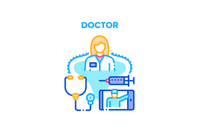 Doctor Worker Vector Concept Color Illustration