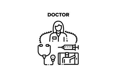 Doctor Worker Vector Concept Color Illustration