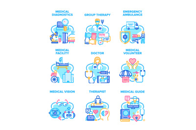 Medical Therapy Set Icons Vector Illustrations