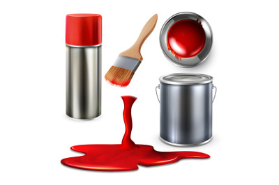 Paint Blank Bottle Spray And Container Set Vector