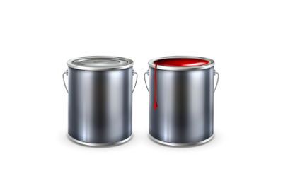 Paint Blank Opened And Closed Buckets Cap Vector