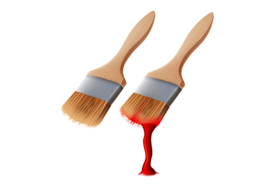 Brush With Paint For Painting Image Or Wall Vector