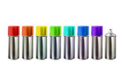 Multicolored Paint Blank Bottles Spray Set Vector