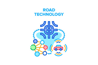 Road Technology Vector Concept Color Illustration