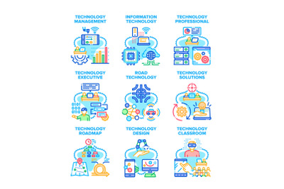 Technology Solution Set Icons Vector Illustrations