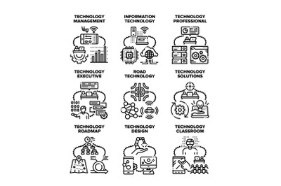 Technology Solution Set Icons Vector Illustrations