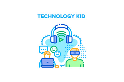 Technology Kid Vector Concept Color Illustration