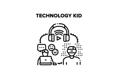 Technology Kid Vector Concept Color Illustration