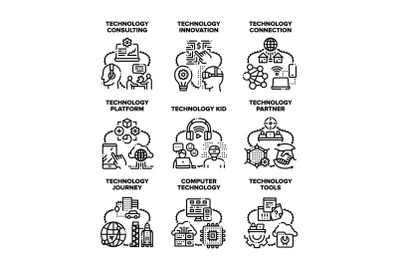 Computer Technology Set Icons Vector Illustrations