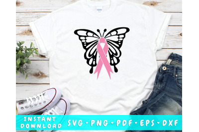 Cancer Ribbon Butterfly SVG