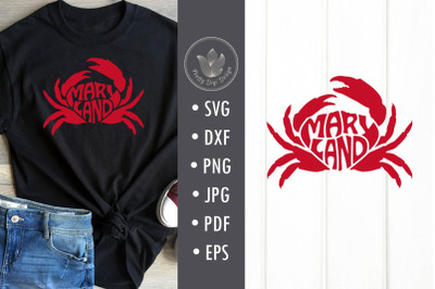 Maryland Svg cut file&2C; Lettering in crab shape