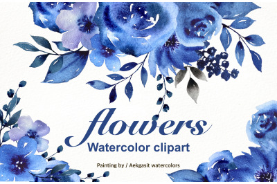 Purple Flower Watercolor Clipart