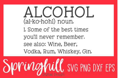 Alcohol Definition SVG PNG DXF &amp; EPS Design Cut Files