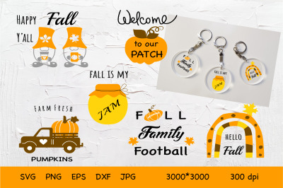 Fall Keychain Bundle. Autumn SVG. Fall Quotes For Keychain