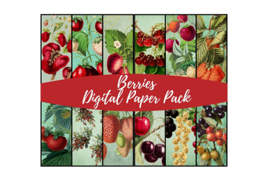 Berries Digital Paper Pack / 12 Sheets of 12 x 12&quot; JPG
