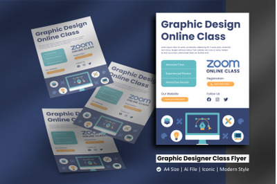 Online Graphic Designer Class Flyer Template