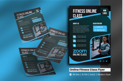 Online Fitness Class Flyer Template