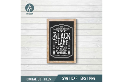 Black Flame Candle Company Label svg, Halloween svg cut file