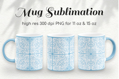 Azulejo Watercolor Folk Tile 11&amp;15Oz Coffee Mug Sublimation