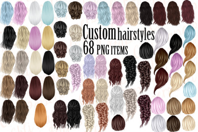 Custom Hairstyles Clipart,Hair clipart, Girls Hair Clipart