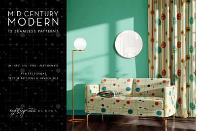 12 Seamless Mid Century Modern Patterns - Set 3