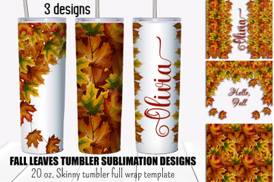 Fall/Autumn tumbler sublimation designs. Maple leaves png.