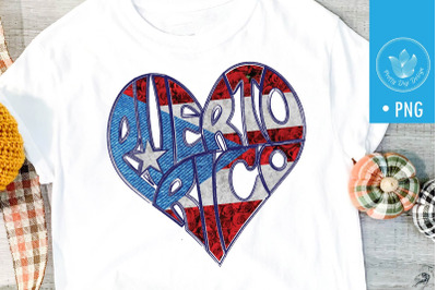 Puerto Rico sublimation png file, Lettering in heart shape