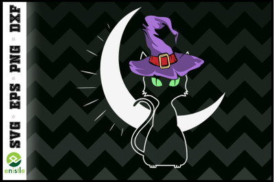 Scary Halloween Black Cat Witch Hat