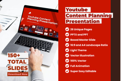 Youtube Content Plan Presentation PowerPoint Template