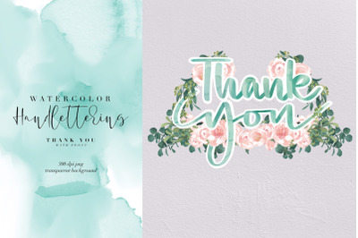 Watercolor Handlettering Thank You, PNG, Clipart