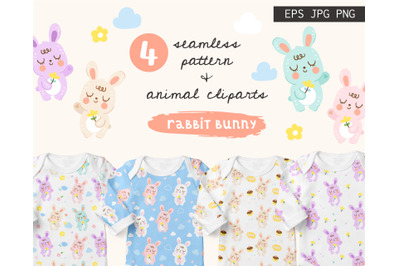 Seamless bunny illustration kawaii rabbit seamless paper
