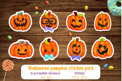 Halloween Sticker pack Pumpkin stickers for kids Printable