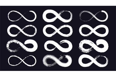 Infinity symbols or eternity loop drawn with grunge ink brush. Endless