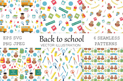 School owls pattern. Back to school owls. Education pattern