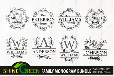 Family Monogram SVG Bundle 8 Home Farmhouse Round Signs
