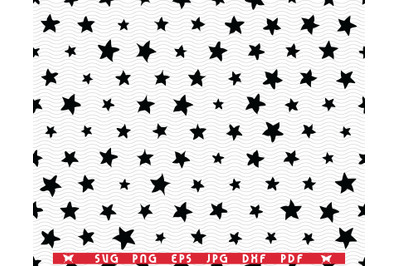 SVG Black Stars, Seamless pattern digital clipart